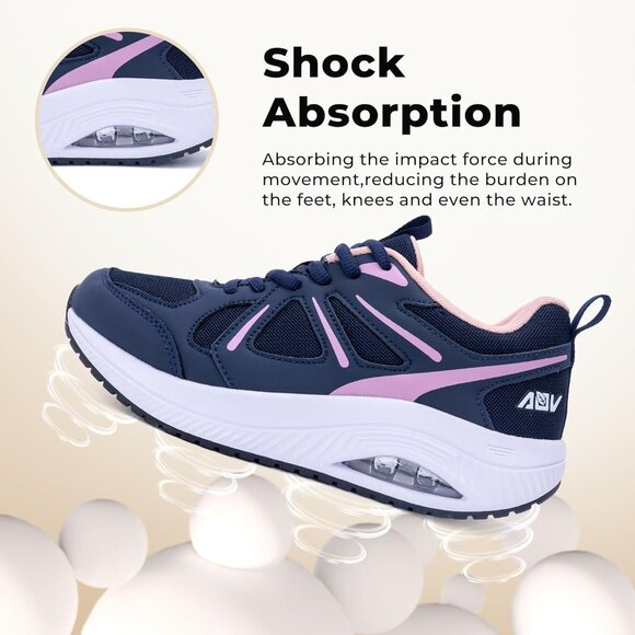 Womens Walking Shoes Breathable Mesh Arch Support Flat Feet Orthotic Sneakers - Picture 3 of 7